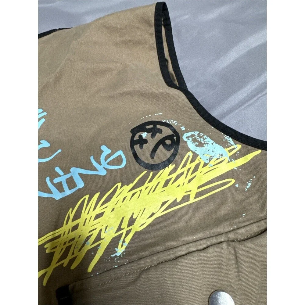 BATTLE VEST & SHORTS DYSORDER PAINTED 8 POCKETS‎ ZIP UP FRONT STRAPS BROWN!